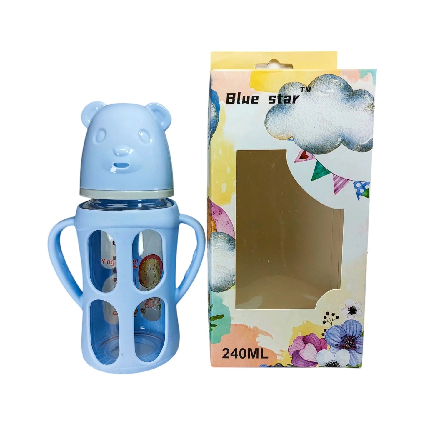 Blue Star Wide Caliber Feeding Bottle with Bear Cap (240 ml)