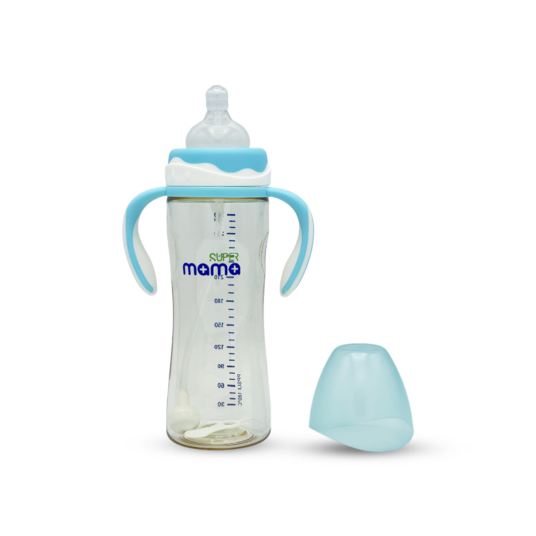 Super Mama Wide Caliber PPSU Feeding Bottle with two color handle (300 ml)