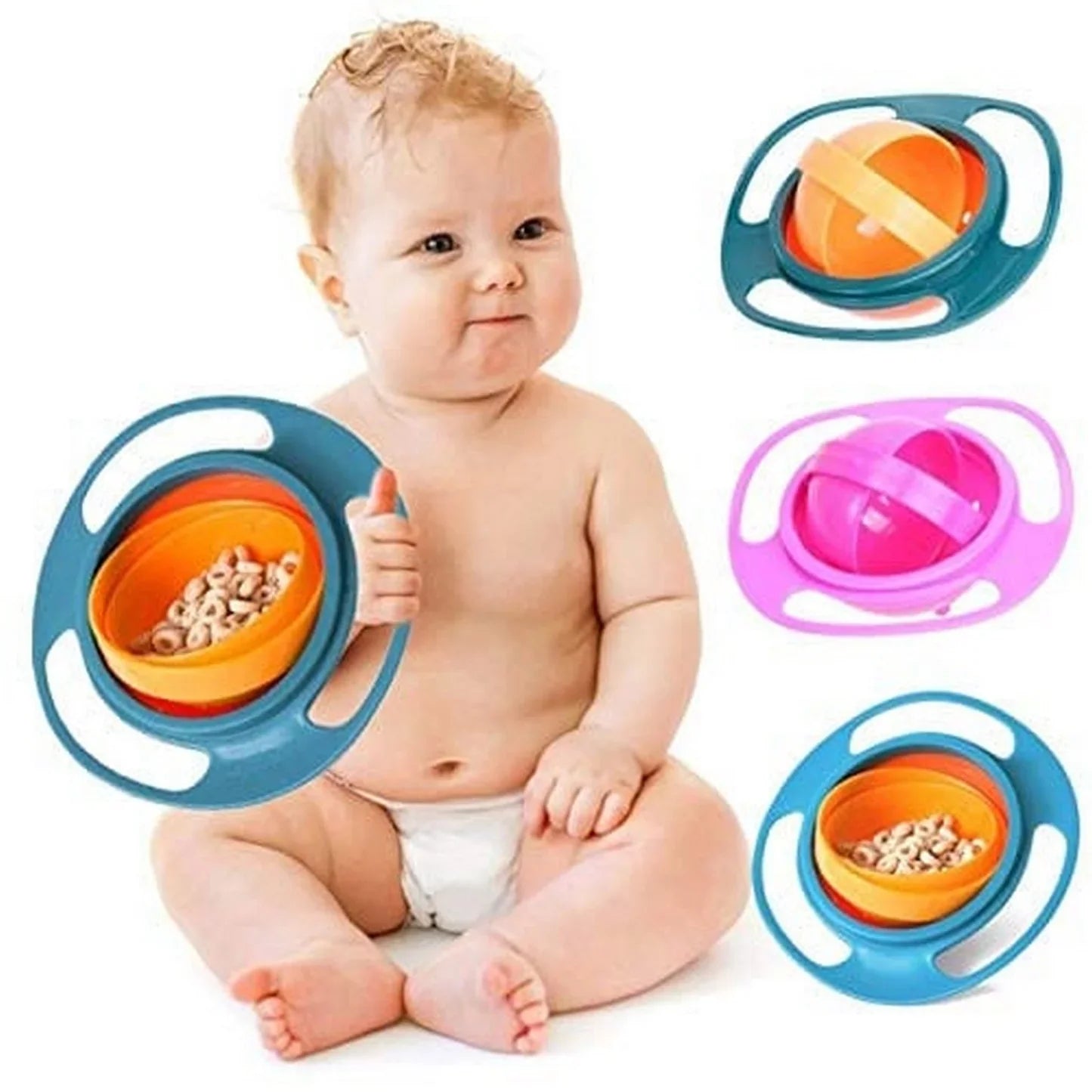 360° Anti-Spill Gyro Bowl for Toddlers – Rotating Snack & Feeding Bowl with Lid