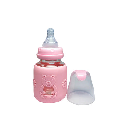 Rio Standard Caliber Glass Feeding Bottle with bear sleeve (80 ml)