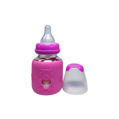 Rio Standard Caliber Glass Feeding Bottle with bear sleeve (80 ml)