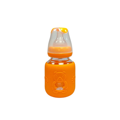 Rio Standard Caliber Glass Feeding Bottle with bear sleeve (80 ml)