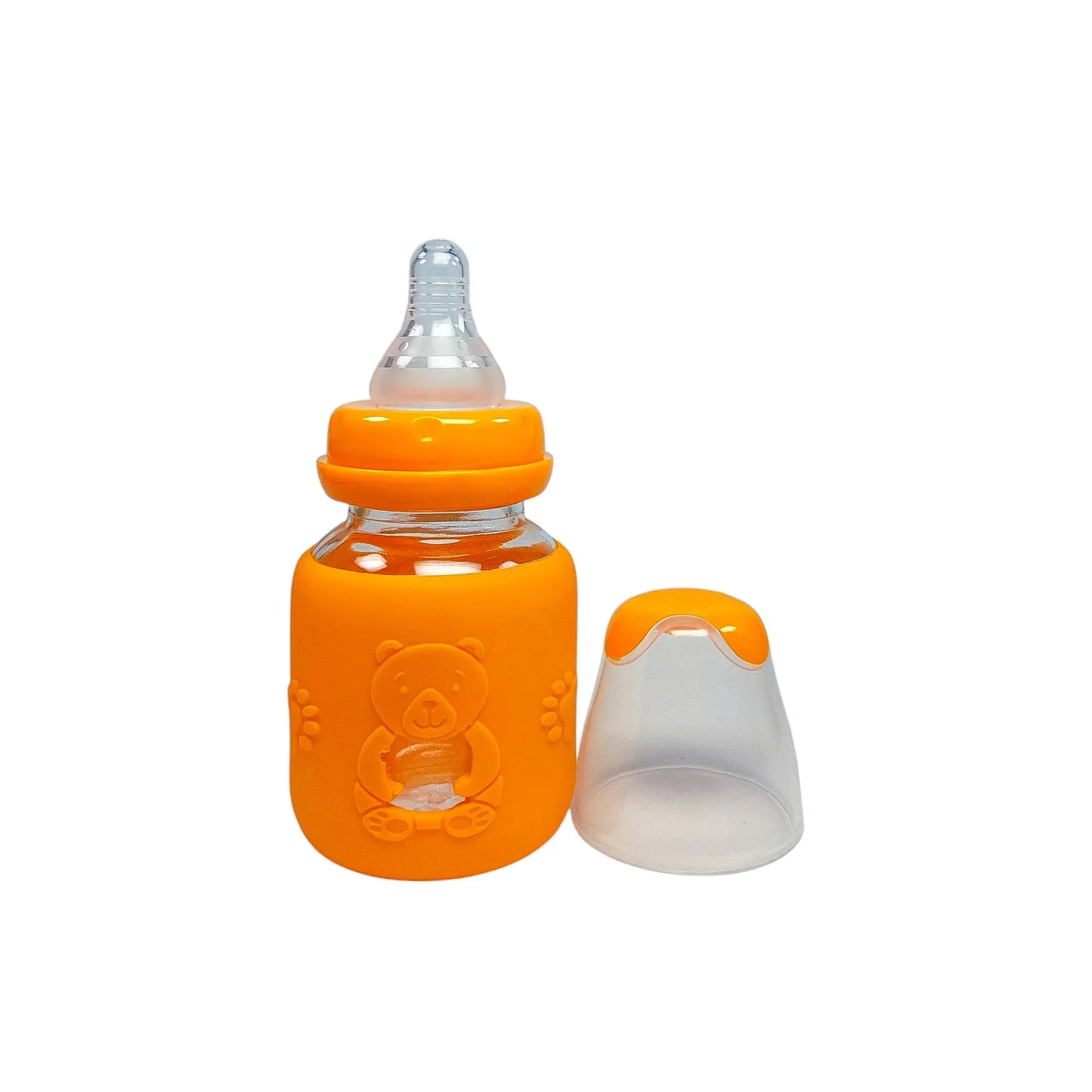 Rio Standard Caliber Glass Feeding Bottle with bear sleeve (80 ml)