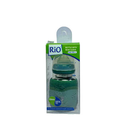 Rio Standard Caliber Glass Feeding Bottle with bear sleeve (80 ml)