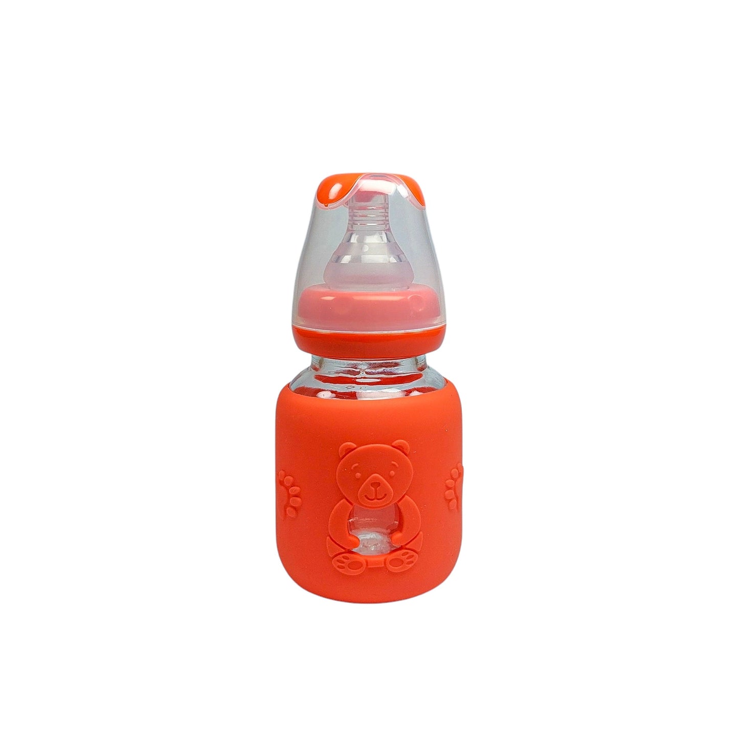 Rio Standard Caliber Glass Feeding Bottle with bear sleeve (80 ml)