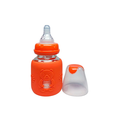 Rio Standard Caliber Glass Feeding Bottle with bear sleeve (80 ml)