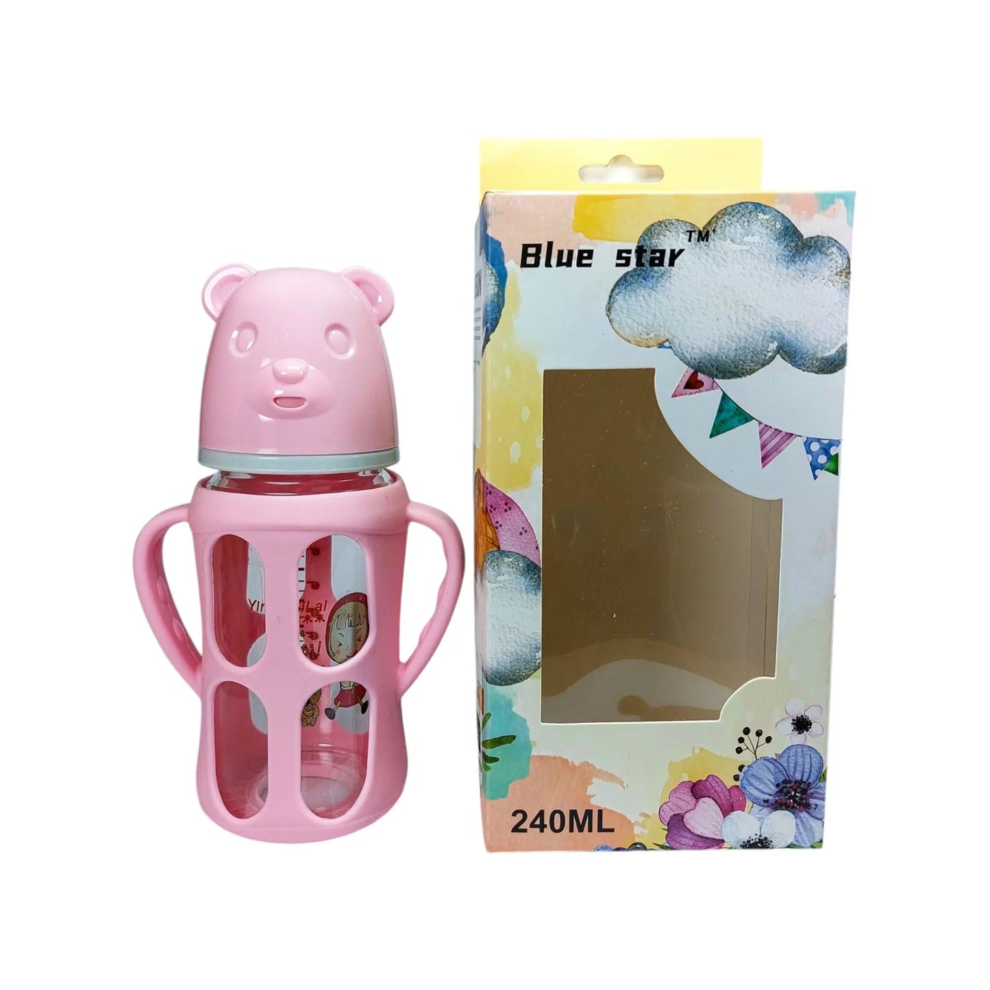 Blue Star Wide Caliber Feeding Bottle with Bear Cap (240 ml)