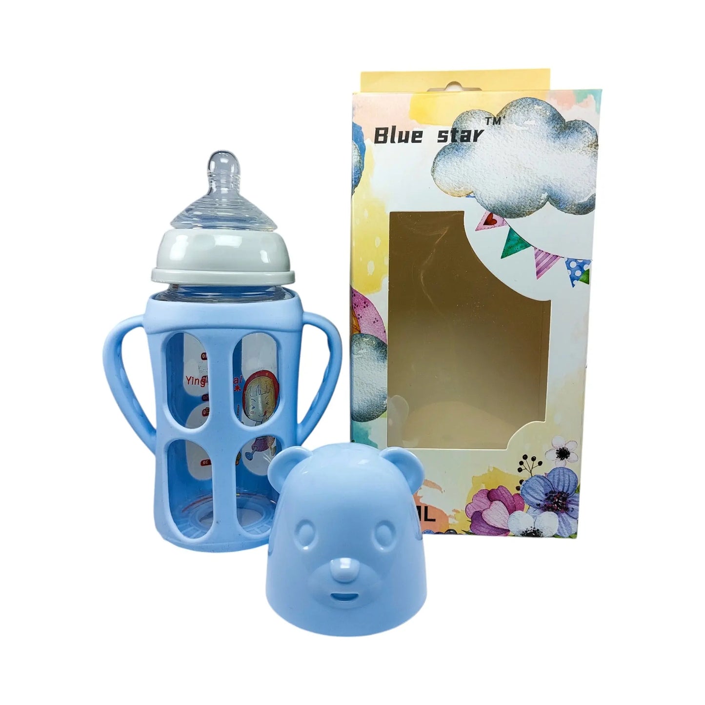 Blue Star Wide Caliber Feeding Bottle with Bear Cap (240 ml)