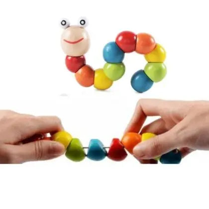 Flexible Wooden Caterpillar Toy – Montessori Sensory Toy for Babies & Toddlers