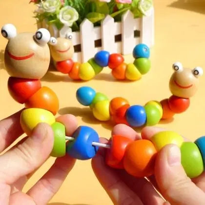 Flexible Wooden Caterpillar Toy – Montessori Sensory Toy for Babies & Toddlers