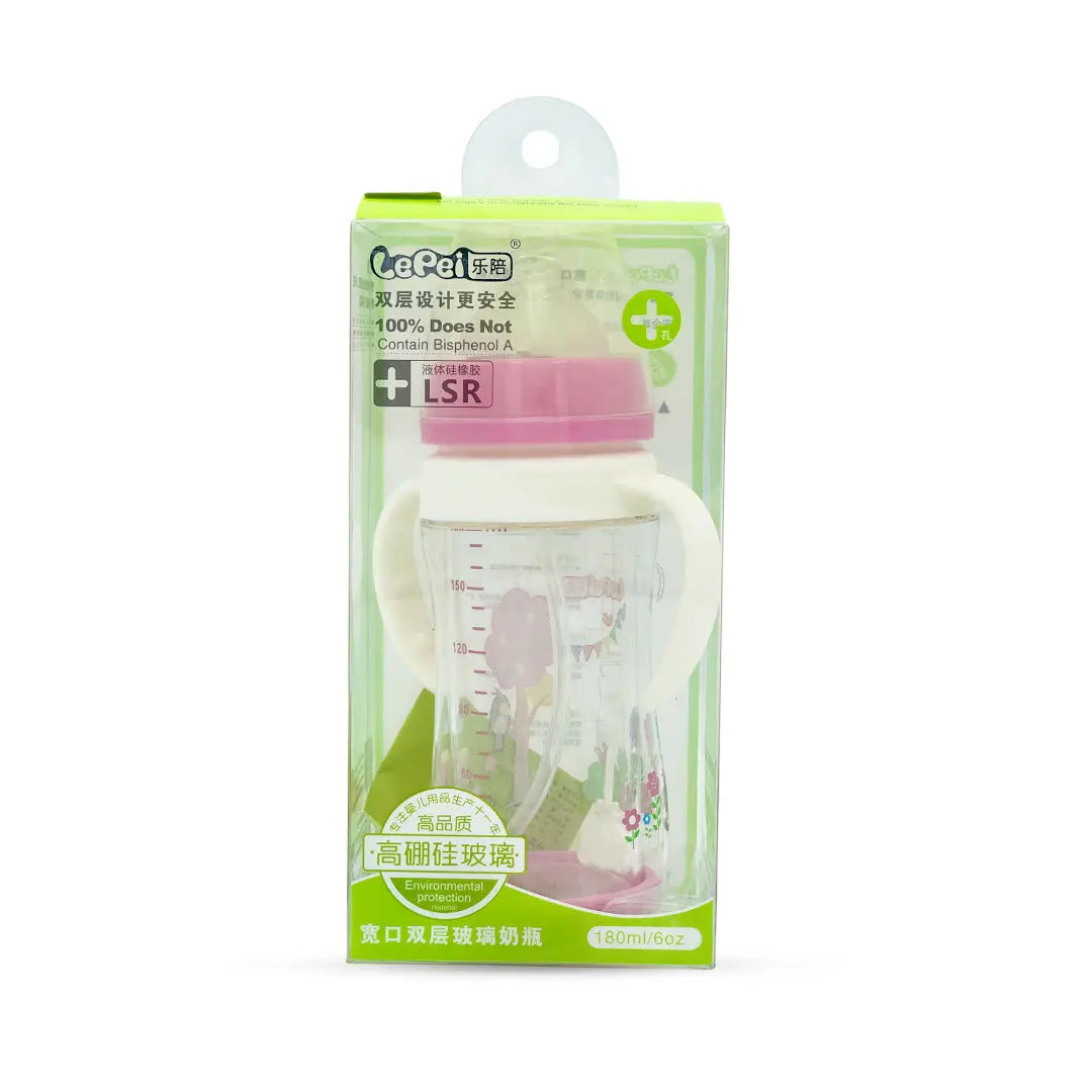LePei Glass cum Plastic Feeding Bottle (180 ml)