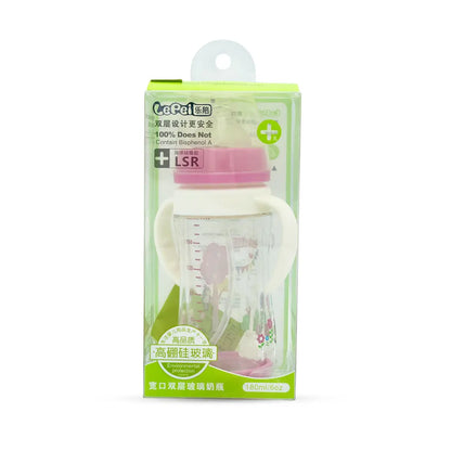 LePei Glass cum Plastic Feeding Bottle (180 ml)