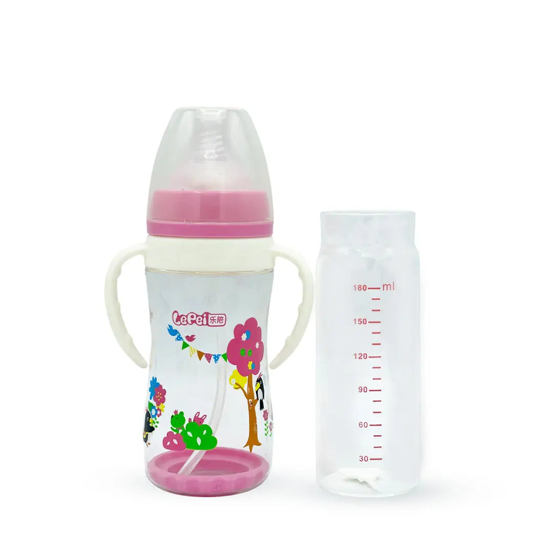 LePei Glass cum Plastic Feeding Bottle (180 ml)