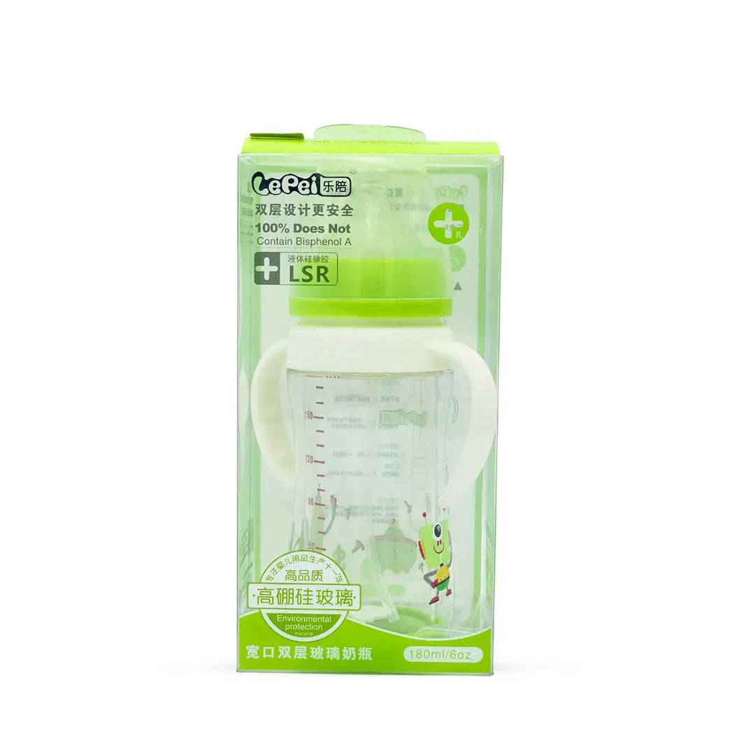 LePei Glass cum Plastic Feeding Bottle (180 ml)