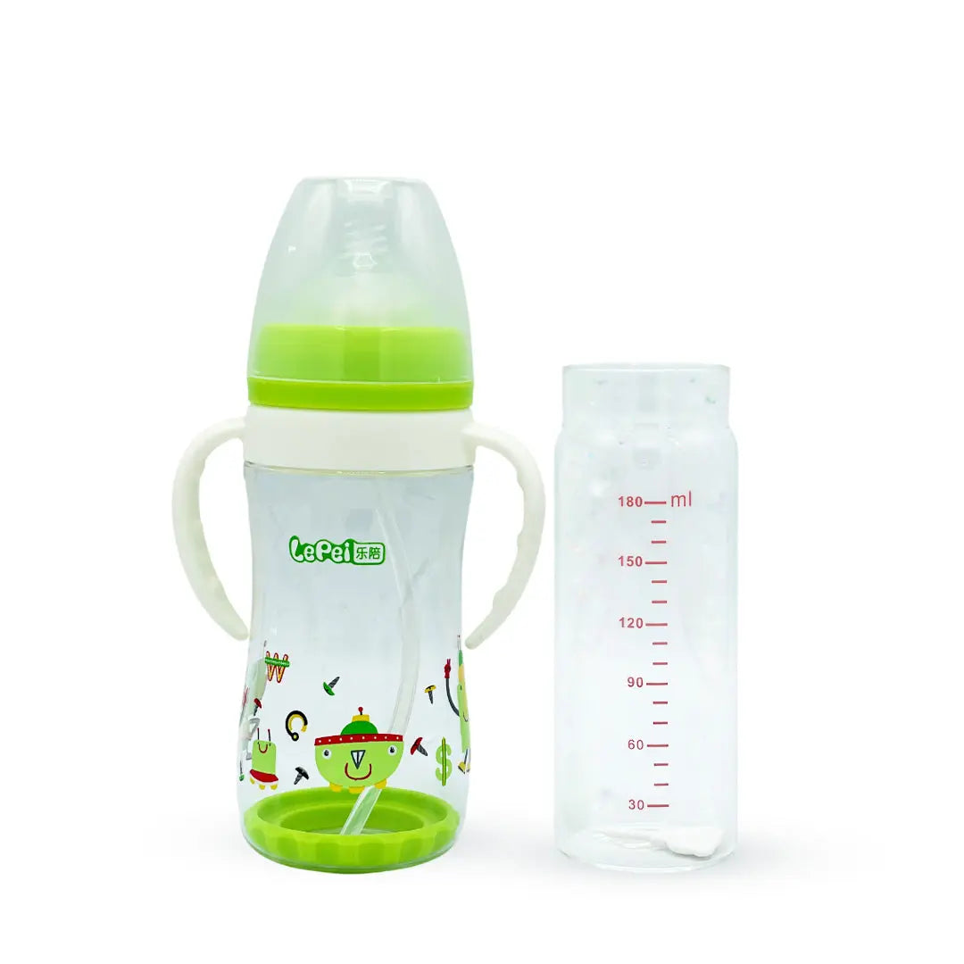 LePei Glass cum Plastic Feeding Bottle (180 ml)