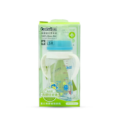 LePei Glass cum Plastic Feeding Bottle (180 ml)
