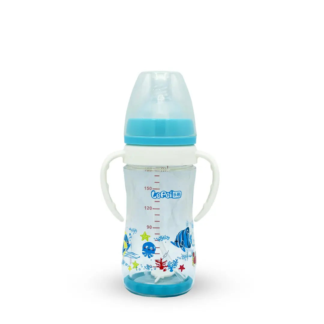 LePei Glass cum Plastic Feeding Bottle (180 ml)