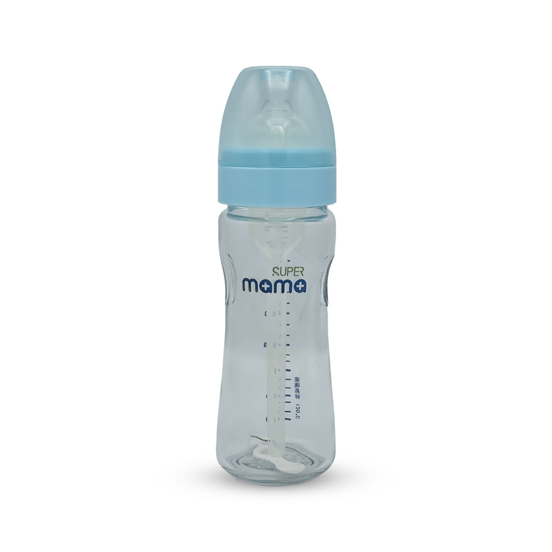 Super Mama Anti colic Wide Caliber Glass Feeding Bottle (240 Ml)