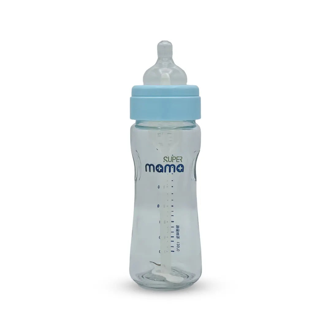 Super Mama Anti colic Wide Caliber Glass Feeding Bottle (240 Ml)
