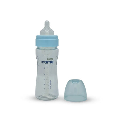Super Mama Anti colic Wide Caliber Glass Feeding Bottle (240 Ml)