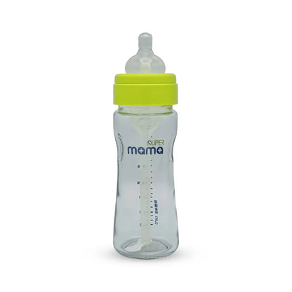 Super Mama Anti colic Wide Caliber Glass Feeding Bottle (240 Ml)