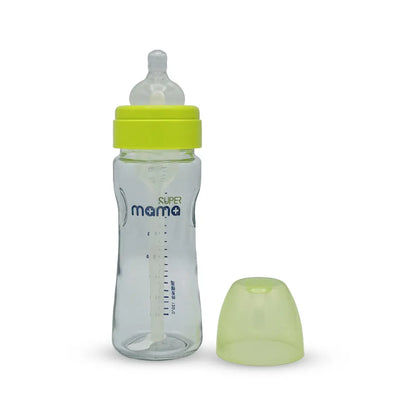 Super Mama Anti colic Wide Caliber Glass Feeding Bottle (240 Ml)