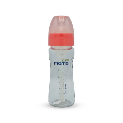 Super Mama Anti colic Wide Caliber Glass Feeding Bottle (240 Ml)