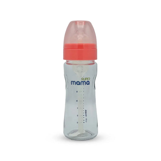 Super Mama Anti colic Wide Caliber Glass Feeding Bottle (240 Ml)