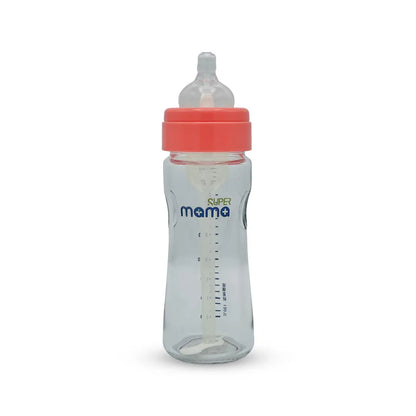 Super Mama Anti colic Wide Caliber Glass Feeding Bottle (240 Ml)