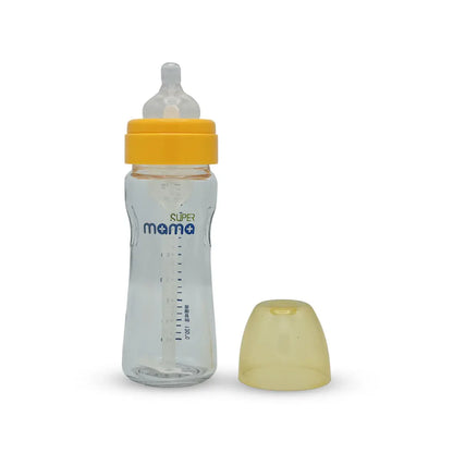 Super Mama Anti colic Wide Caliber Glass Feeding Bottle (240 Ml)