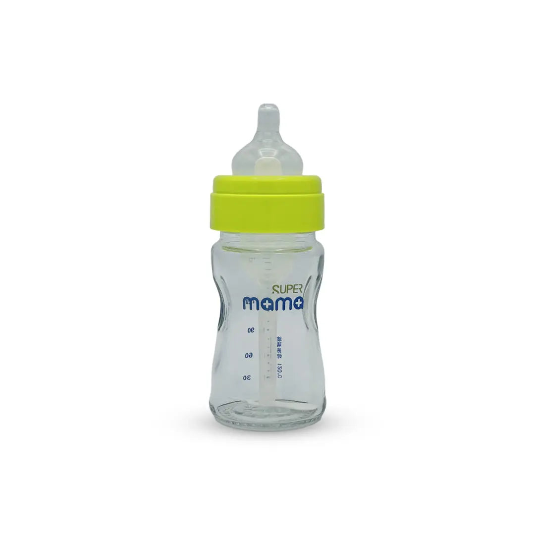 Super Mama Anti Colic Wide Caliber Glass Feeding Bottle (160 Ml)
