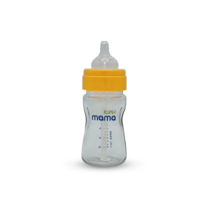 Super Mama Anti Colic Wide Caliber Glass Feeding Bottle (160 Ml)