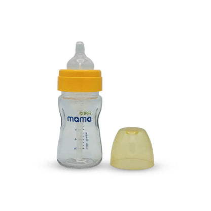 Super Mama Anti Colic Wide Caliber Glass Feeding Bottle (160 Ml)