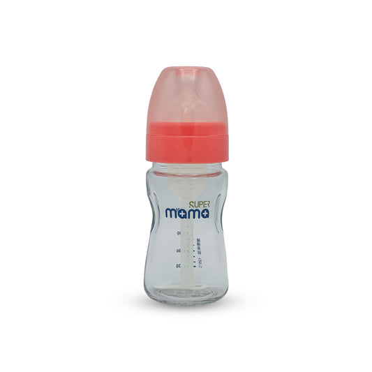 Super Mama Anti Colic Wide Caliber Glass Feeding Bottle (160 Ml)