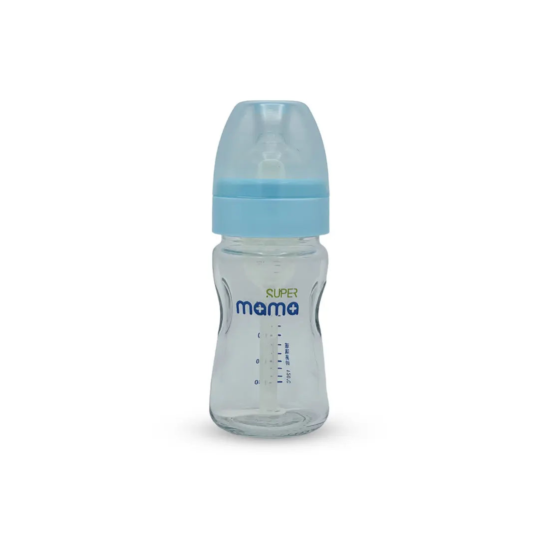 Super Mama Anti Colic Wide Caliber Glass Feeding Bottle (160 Ml)