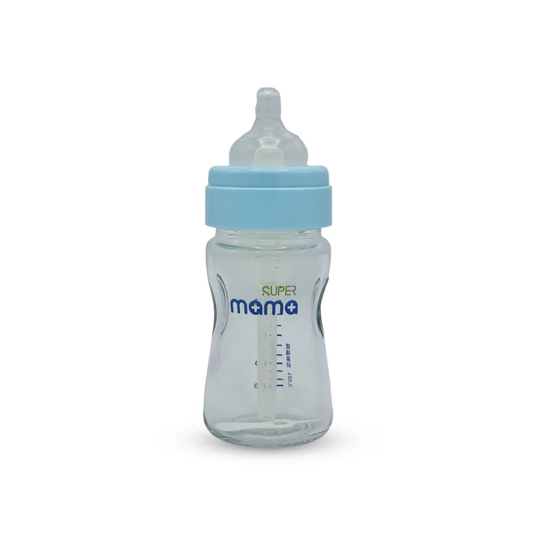 Super Mama Anti Colic Wide Caliber Glass Feeding Bottle (160 Ml)