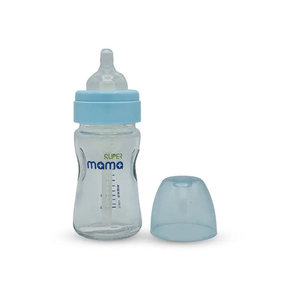 Super Mama Anti Colic Wide Caliber Glass Feeding Bottle (160 Ml)
