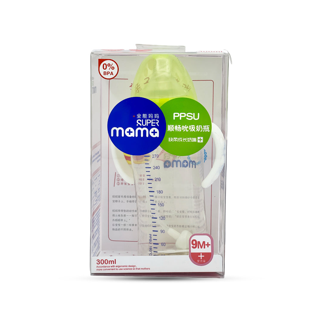 Super Mama Wide Caliber PPSU Feeding Bottle with handle (300 ml)