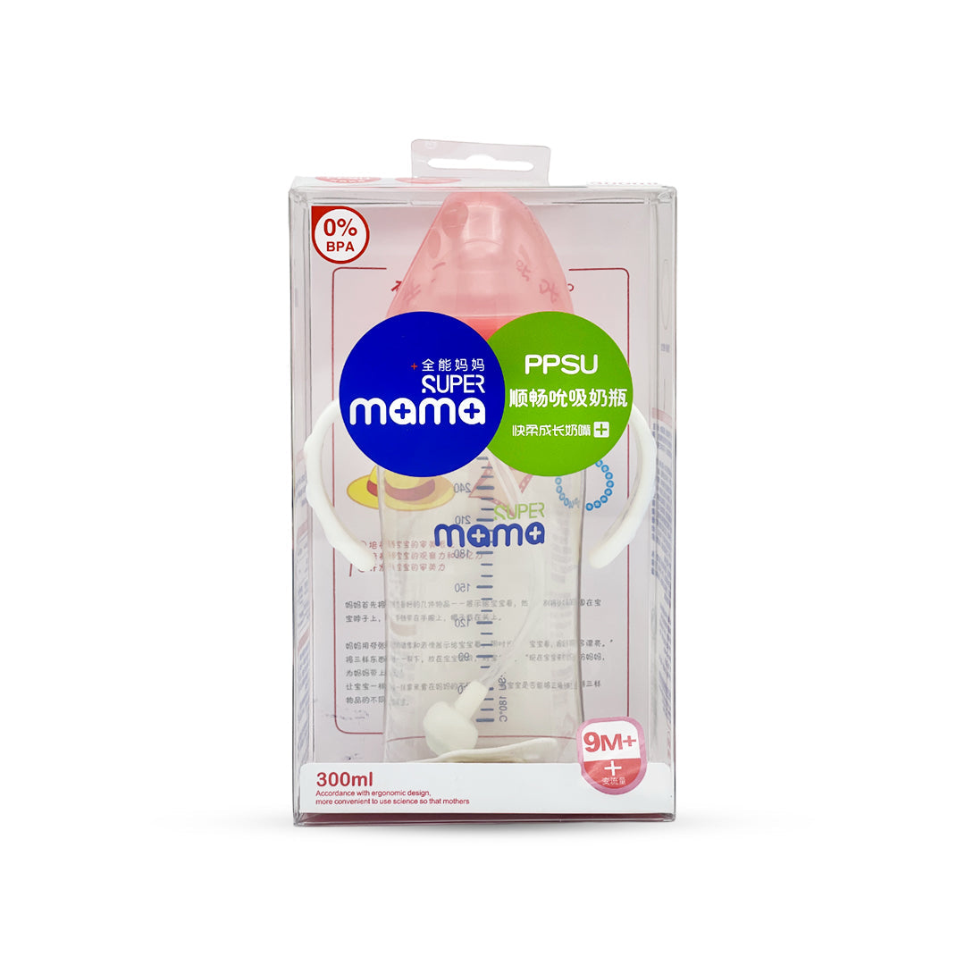 Super Mama Wide Caliber PPSU Feeding Bottle with handle (300 ml)