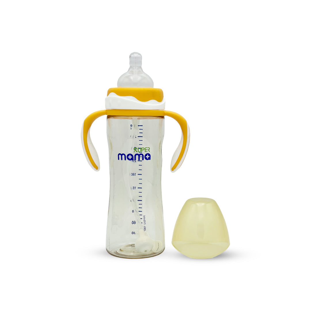Super Mama Wide Caliber PPSU Feeding Bottle with two color handle (300 ml)