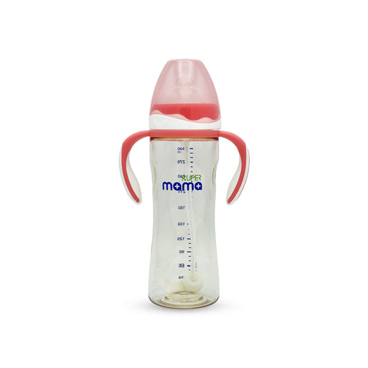 Super Mama Wide Caliber PPSU Feeding Bottle with two color handle (300 ml)