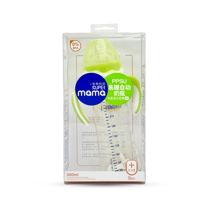 Super Mama Wide Caliber PPSU Feeding Bottle with two color handle (300 ml)