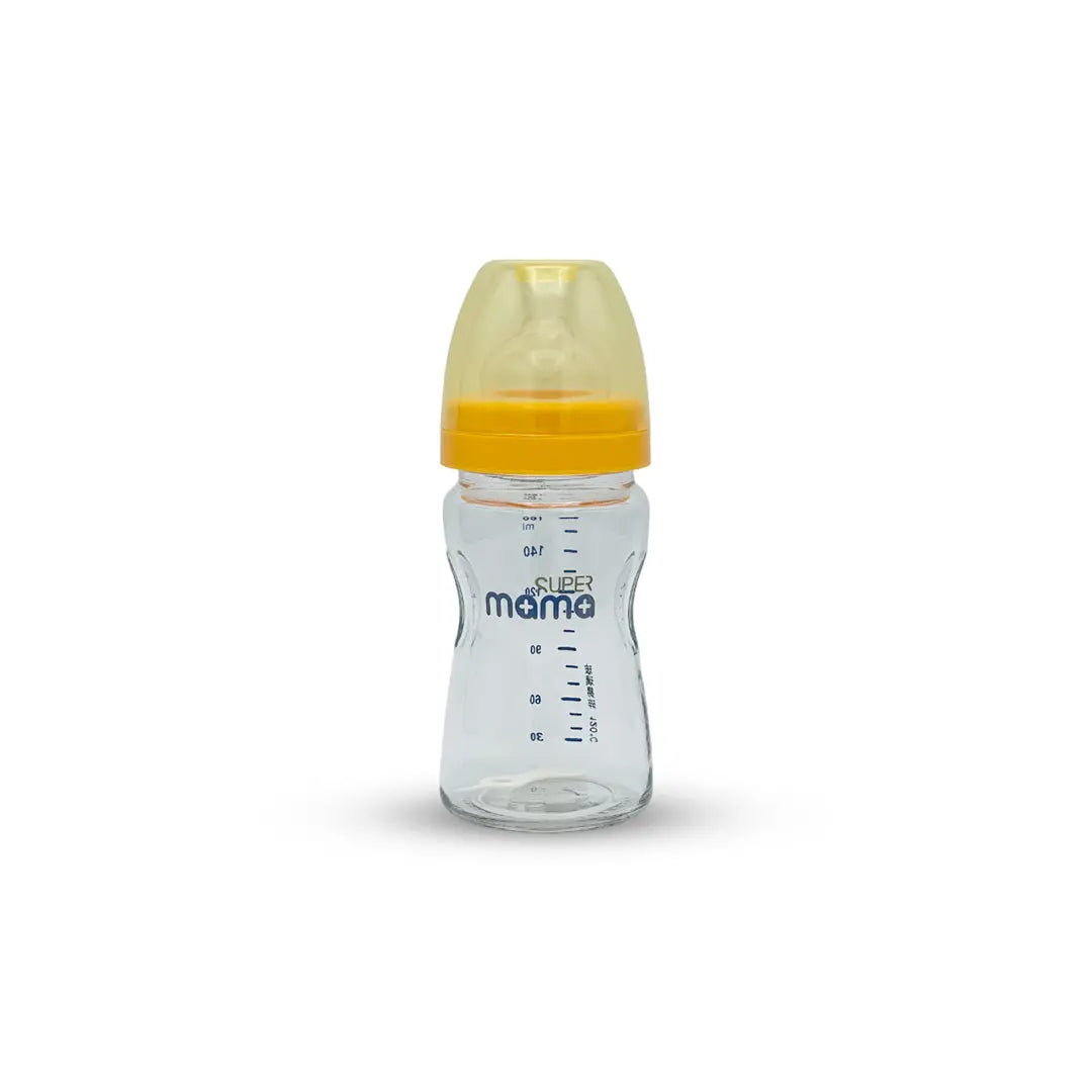 Super Mama Wide Caliber Glass Feeding Bottle (160 ml)