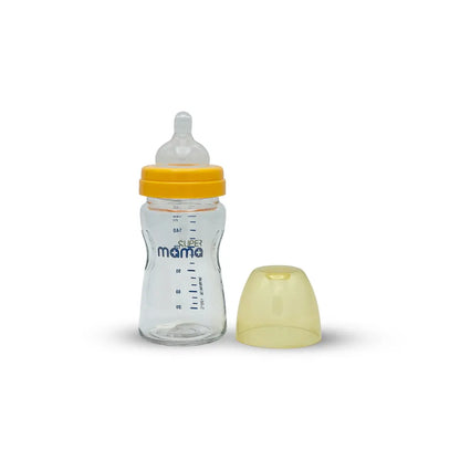 Super Mama Wide Caliber Glass Feeding Bottle (160 ml)