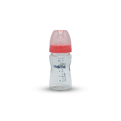 Super Mama Wide Caliber Glass Feeding Bottle (160 ml)