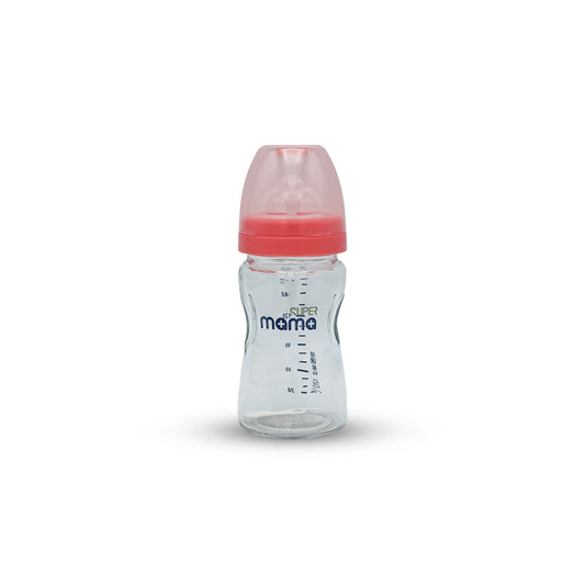 Super Mama Wide Caliber Glass Feeding Bottle (160 ml)