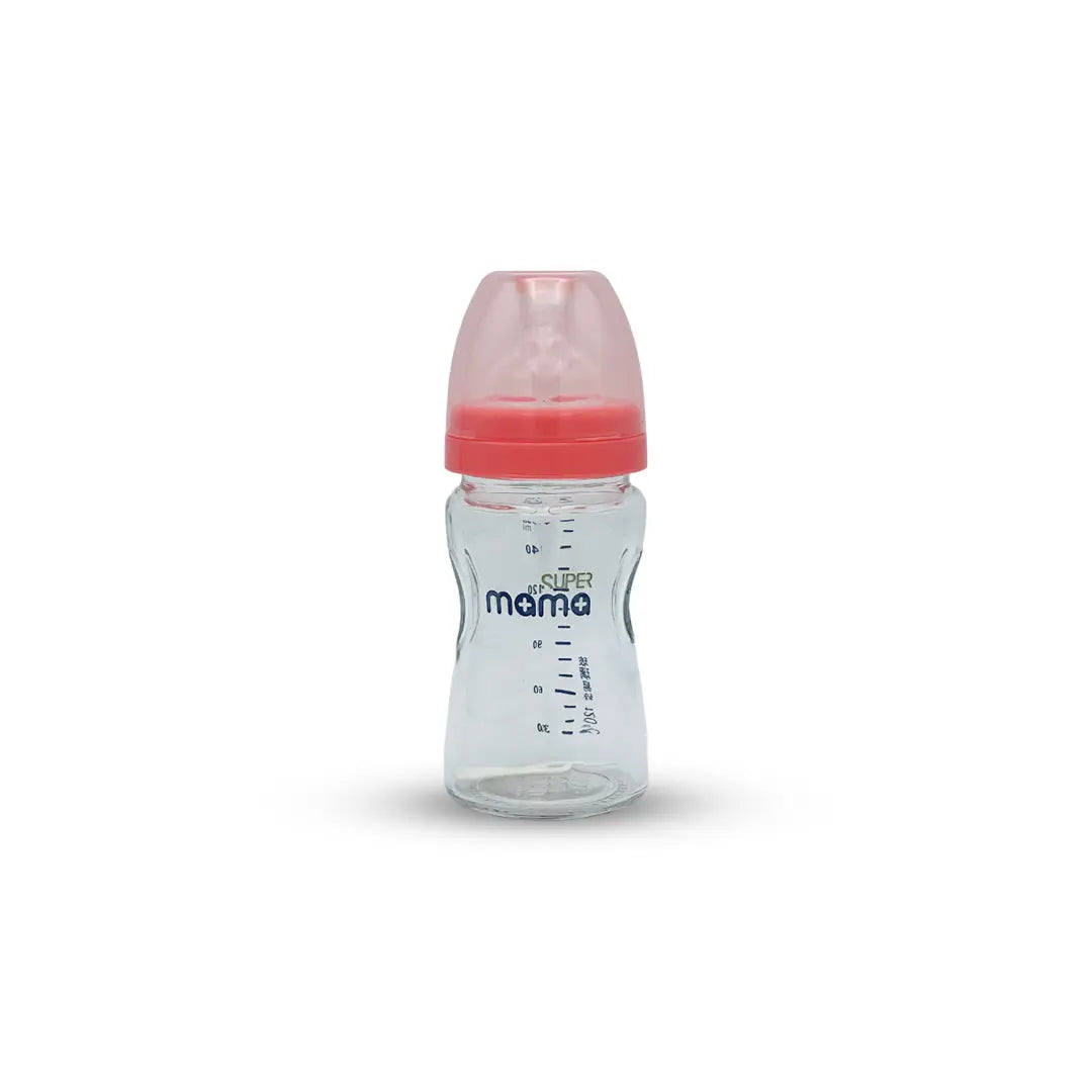 Super Mama Wide Caliber Glass Feeding Bottle (160 ml)