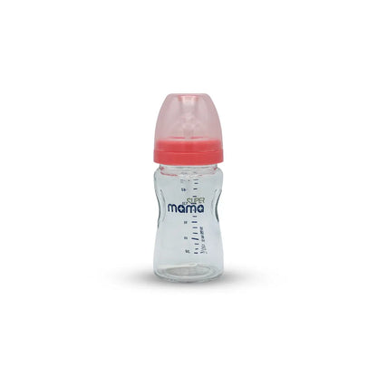 Super Mama Wide Caliber Glass Feeding Bottle (160 ml)