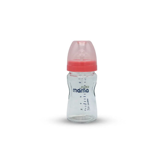 Super Mama Wide Caliber Glass Feeding Bottle (160 ml)