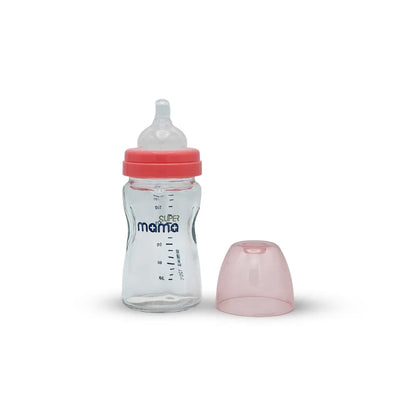 Super Mama Wide Caliber Glass Feeding Bottle (160 ml)